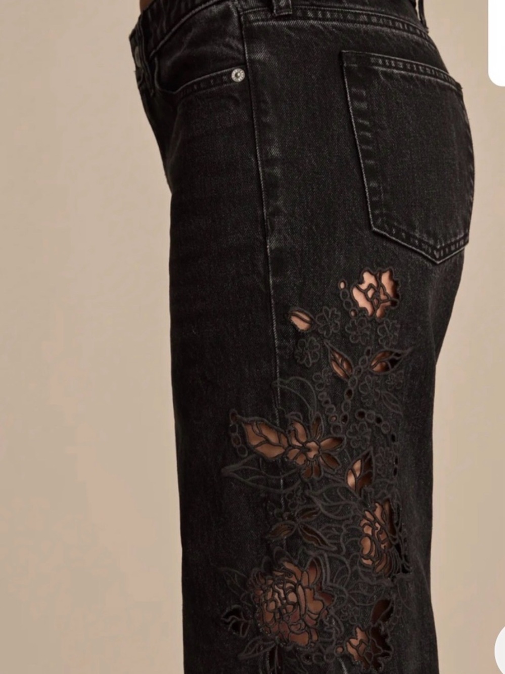 Lucky Brand Women's lace cut out Jeans Floral Embroidery